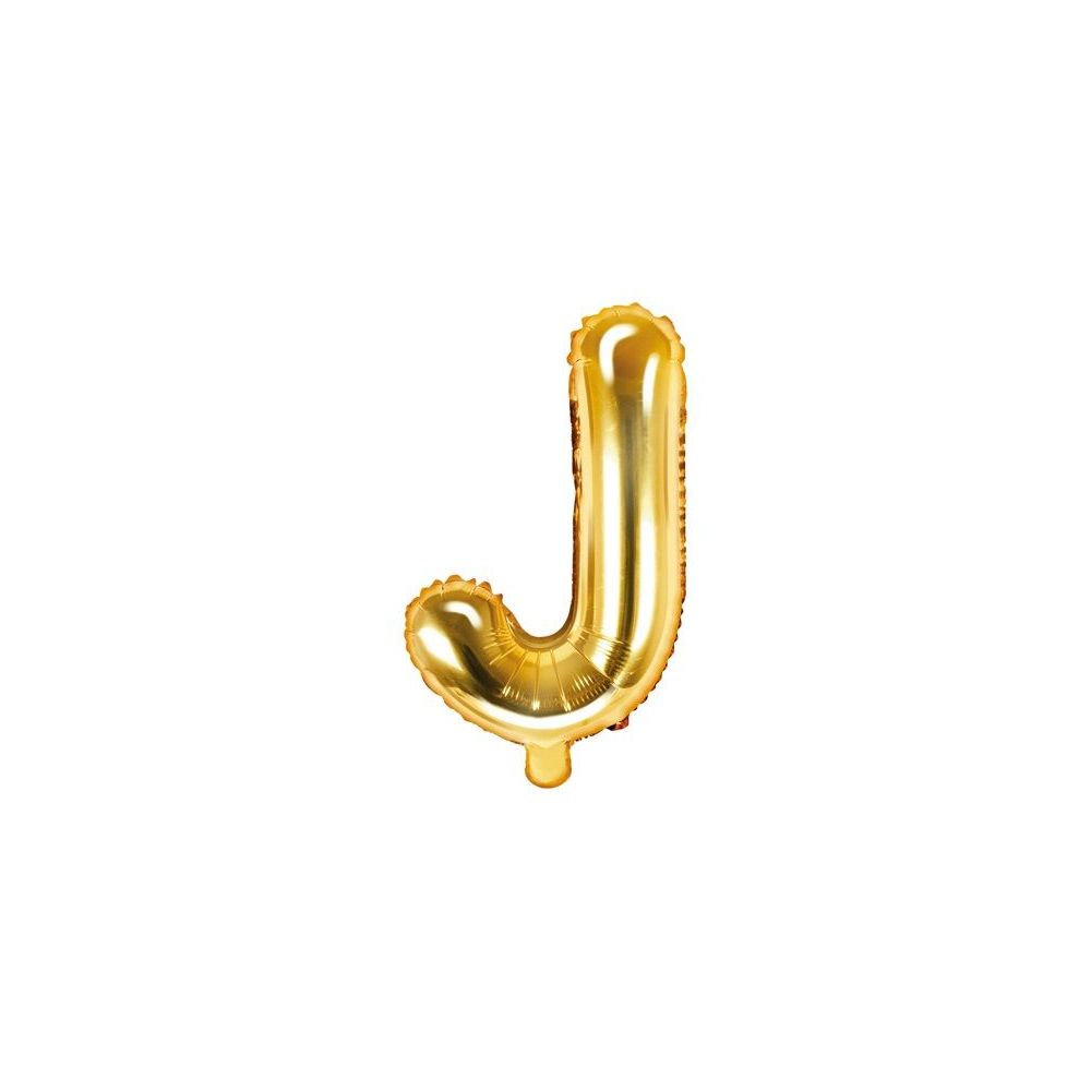 Foil balloon, metallic - PartyDeco - gold, letter J, 35 cm