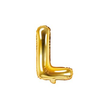 Balon foliowy, metalizowany - PartyDeco - złoty, litera L, 35 cm