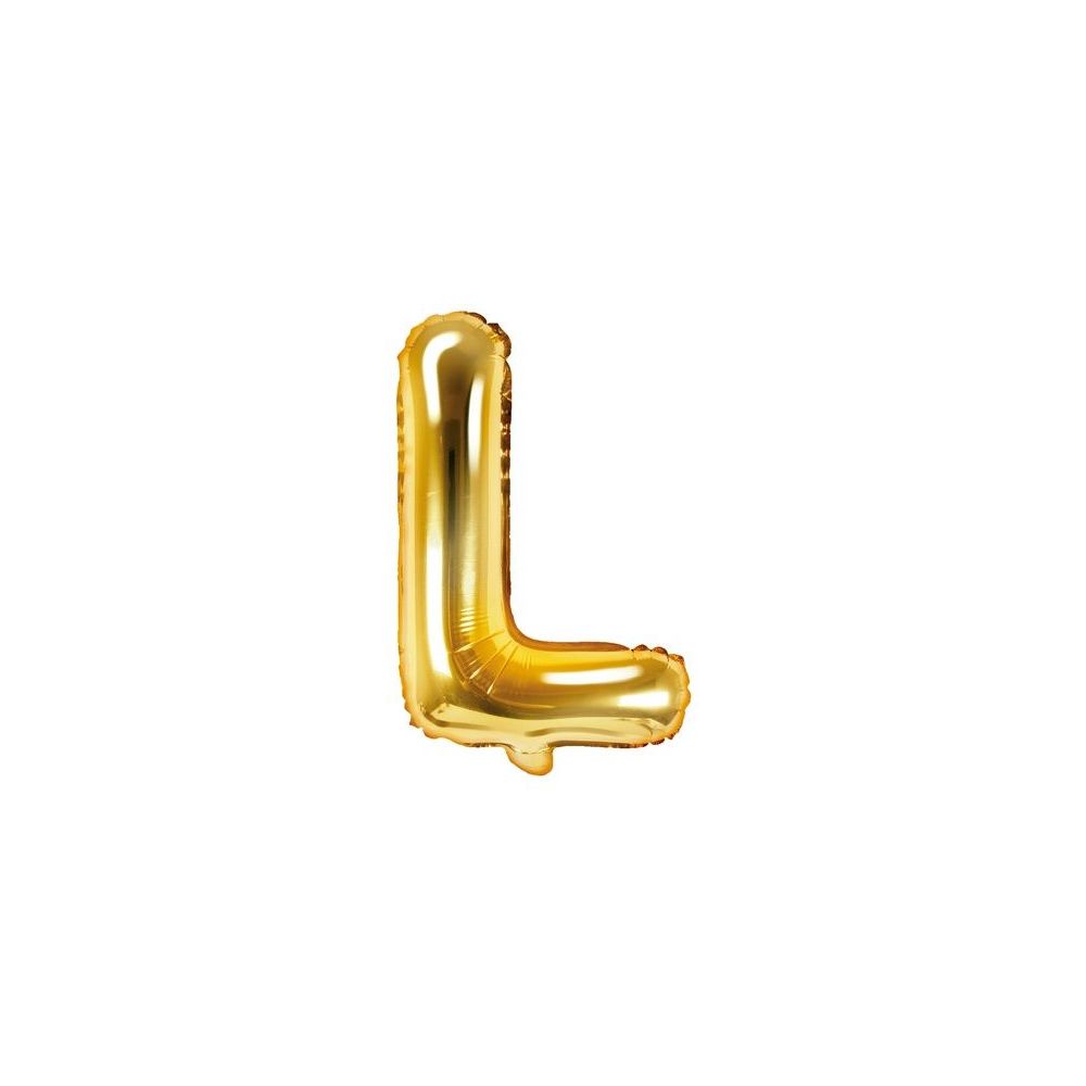 Foil balloon, metallic - PartyDeco - gold, letter L, 35 cm