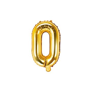 Balon foliowy, metalizowany - PartyDeco - złoty, litera O, 35 cm