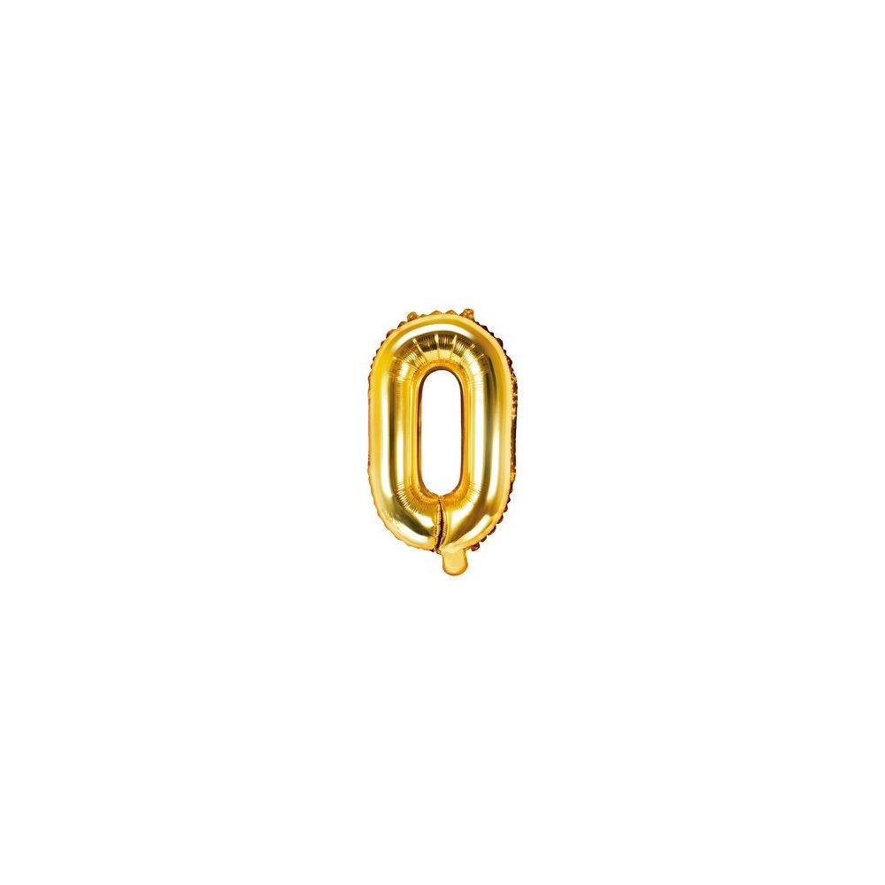 Foil balloon, metallic - PartyDeco - gold, letter O, 35 cm