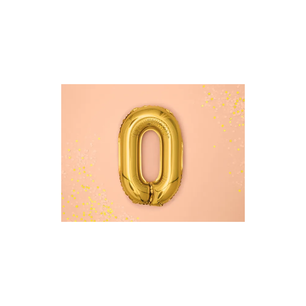 Balon foliowy, metalizowany - PartyDeco - złoty, litera O, 35 cm