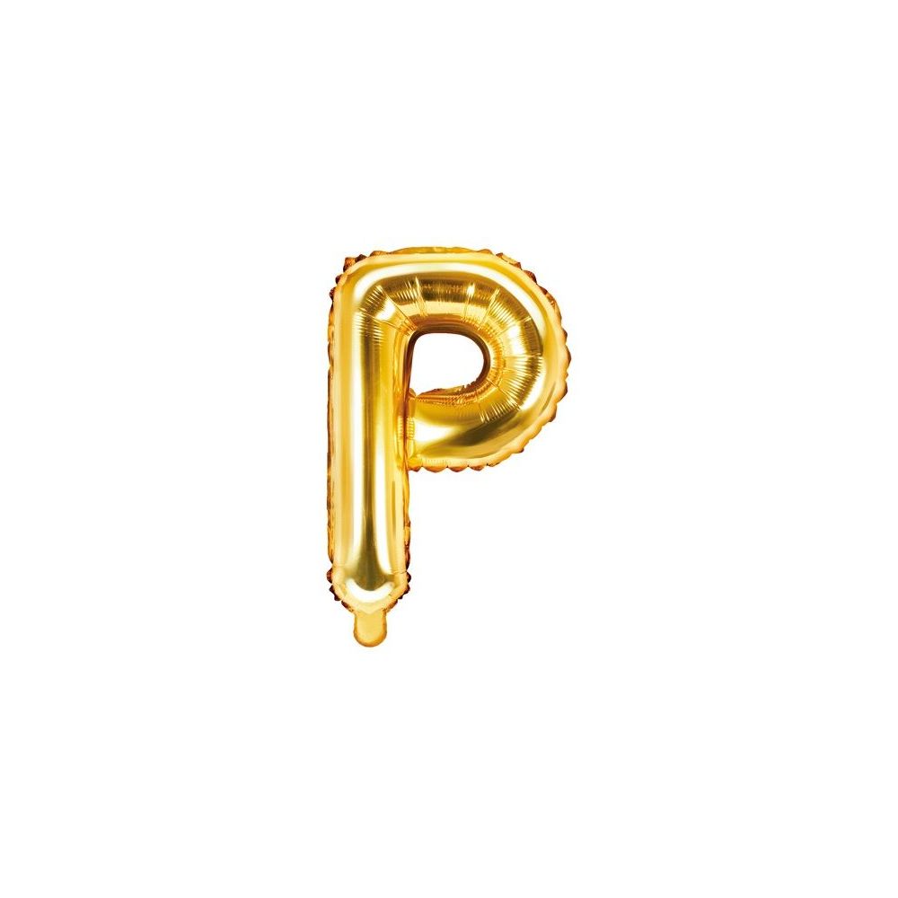 Foil balloon, metallic - PartyDeco - gold, letter P, 35 cm
