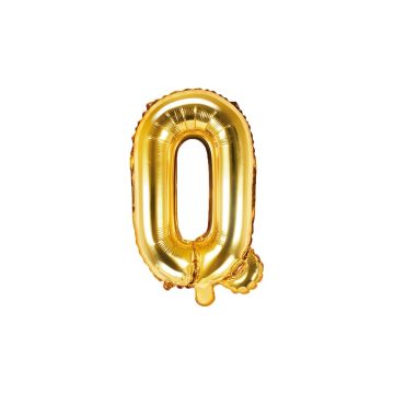 Balon foliowy, metalizowany - PartyDeco - złoty, litera Q, 35 cm