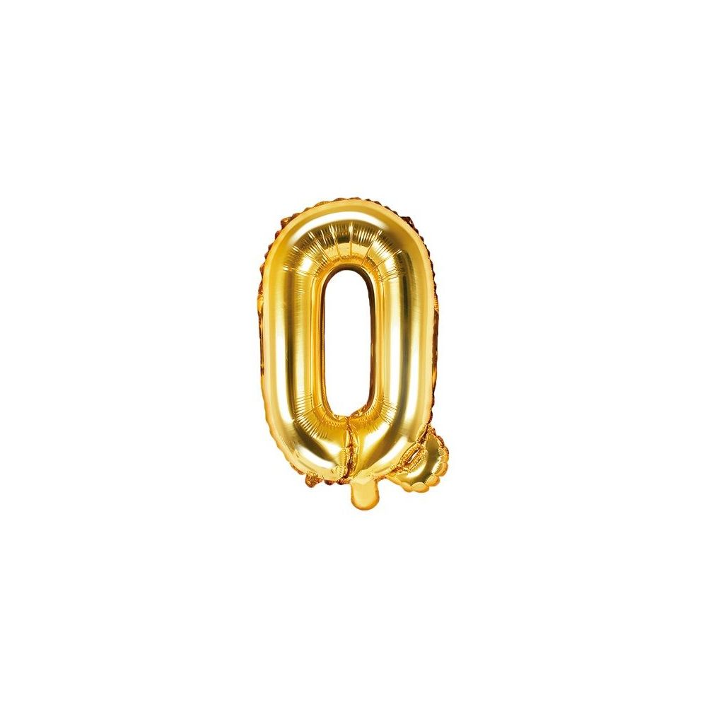 Foil balloon, metallic - PartyDeco - gold, letter Q, 35 cm