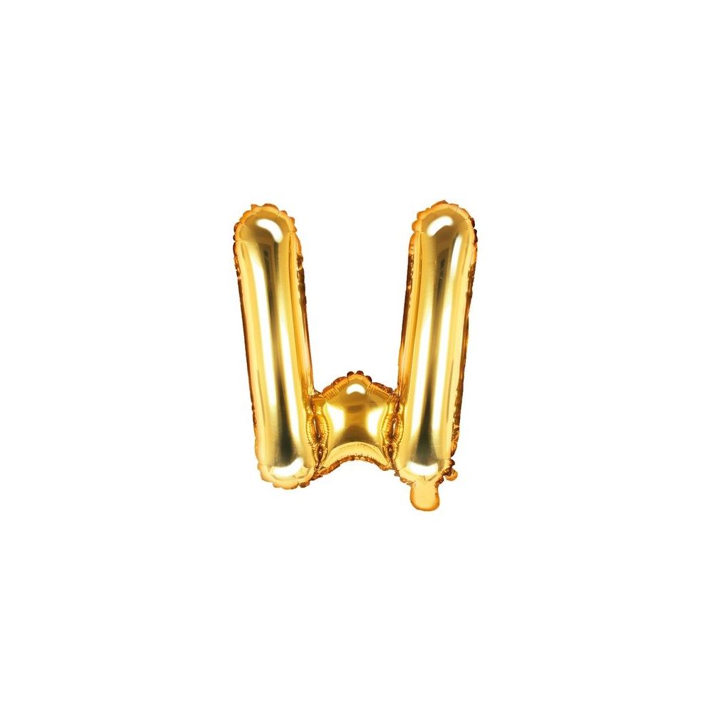Foil balloon, metallic - PartyDeco - gold, letter W, 35 cm