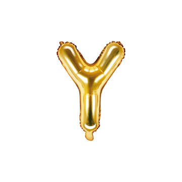 Balon foliowy, metalizowany - PartyDeco - złoty, litera Y, 35 cm