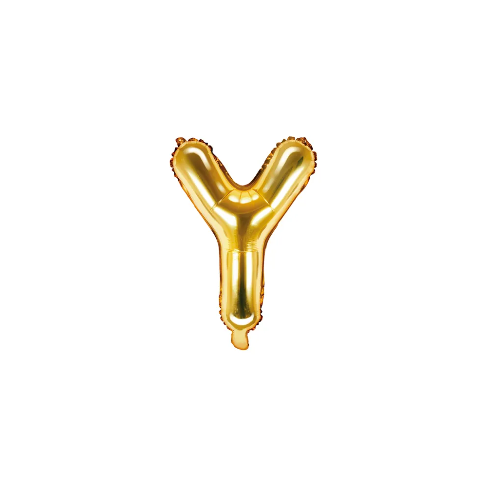 Balon foliowy, metalizowany - PartyDeco - złoty, litera Y, 35 cm