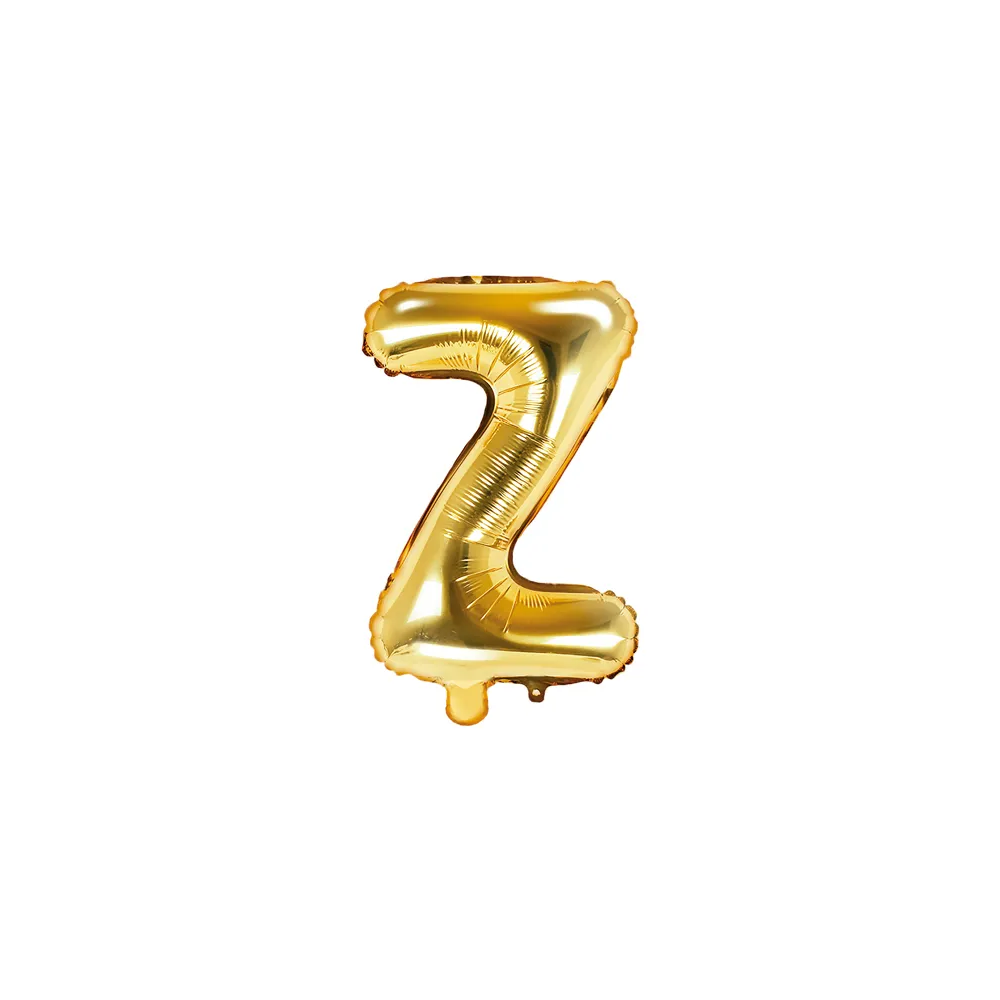Foil balloon, metallic - PartyDeco - gold, letter Z, 35 cm