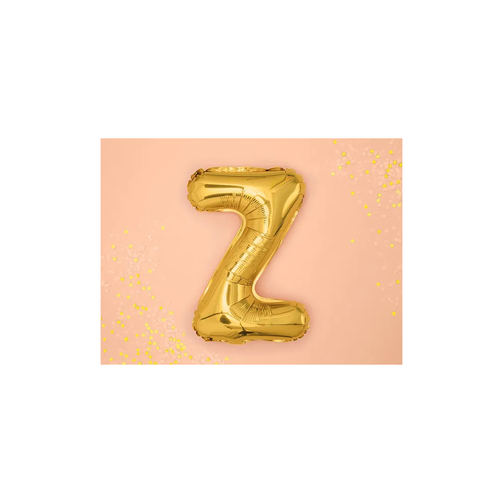 Balon foliowy, metalizowany - PartyDeco - złoty, litera Z, 35 cm