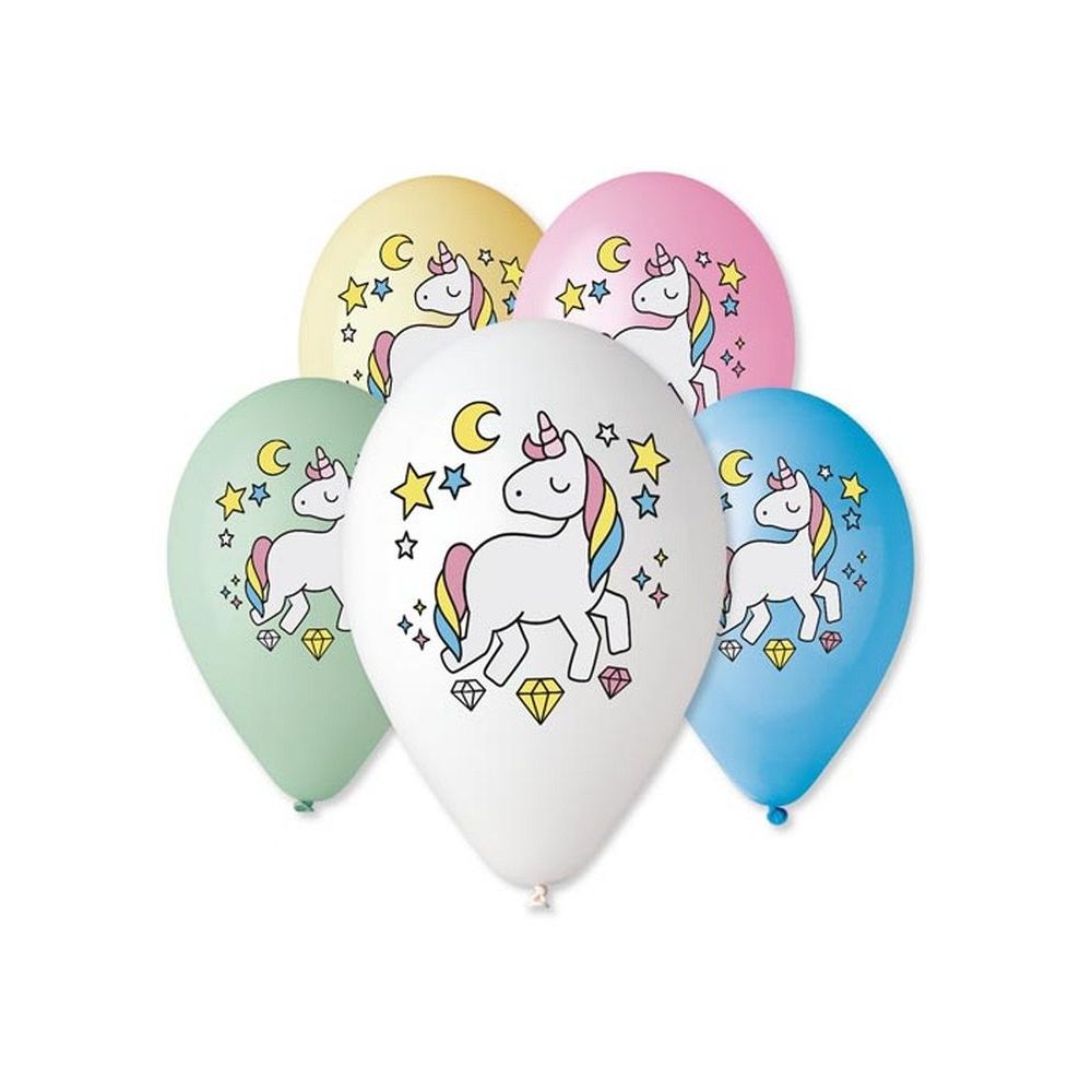 Latex balloons - GoDan - Unicorn, mix, 30 cm, 5 pcs.