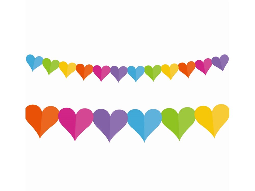 Decorative paper garland - Godan - Hearts, mix, 360 cm