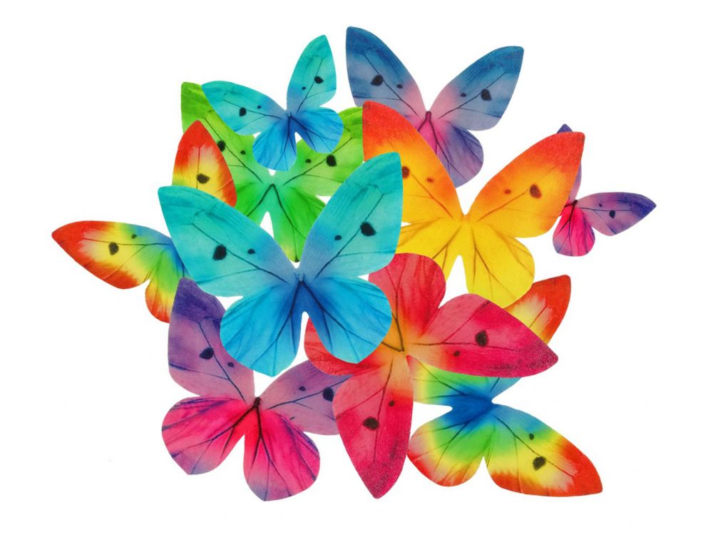 Wafer butterflies - Rose Decor - 3D, mix, 87 pcs.