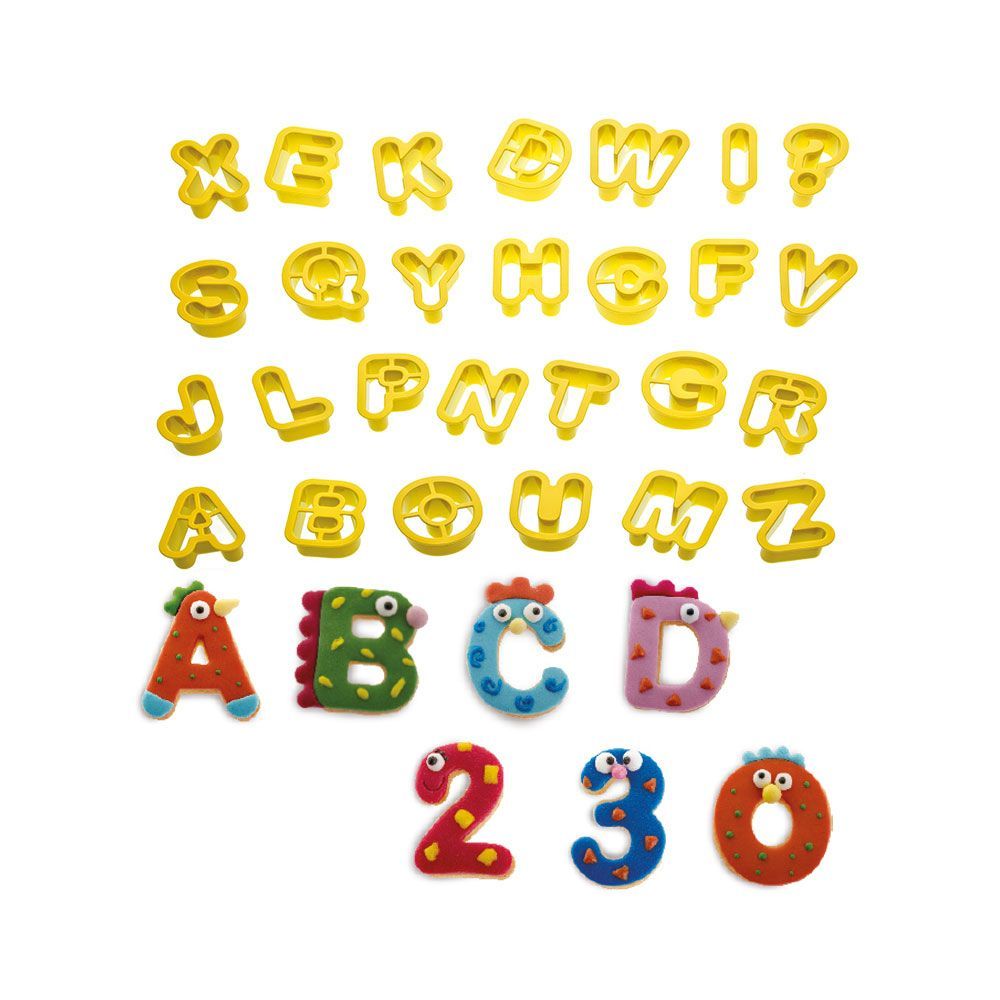 Set of cookie cutters - Decora - alphabet and numbers, 36 pcs.