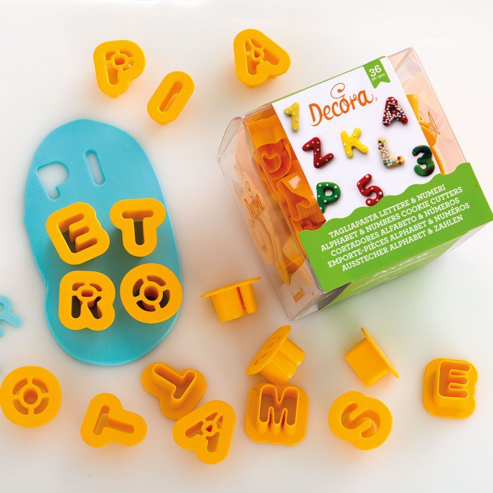 Set of cookie cutters - Decora - alphabet and numbers, 36 pcs.