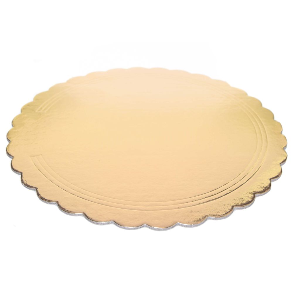 Corrugated cake board - gold and black, 26 cm