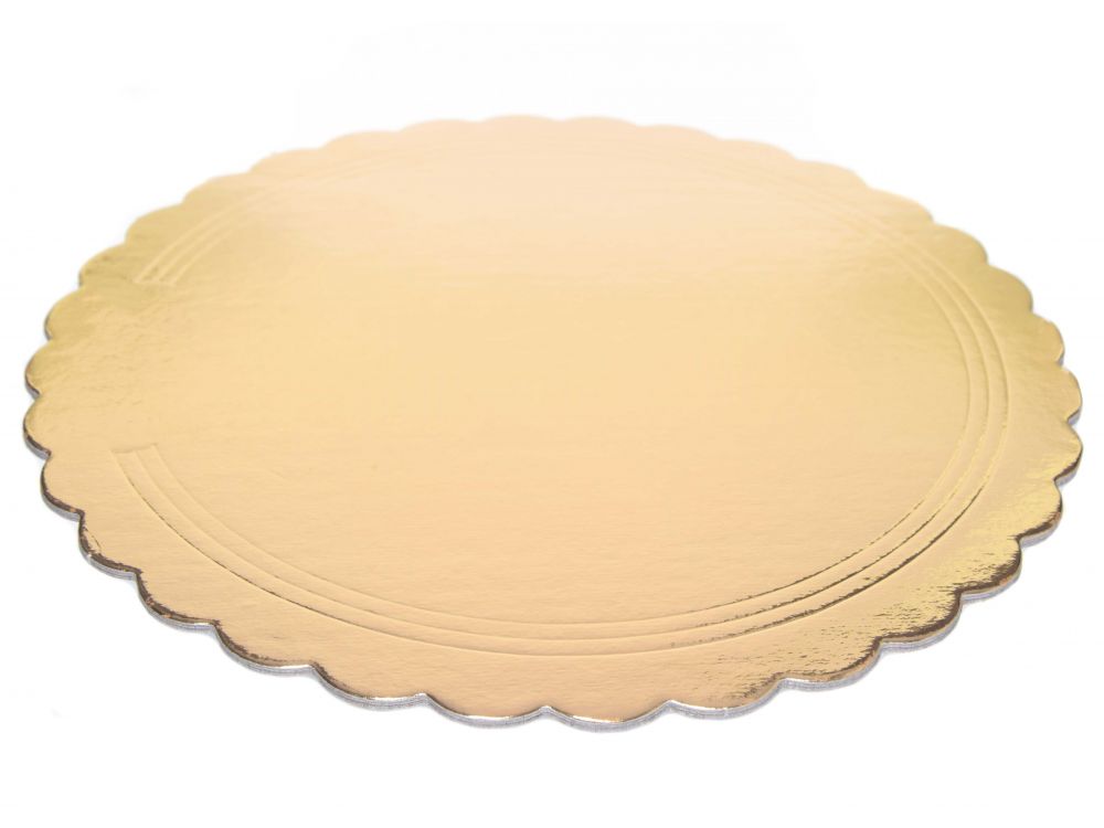 Podkład pod tort, karbowany - Cuki - złoto-czarny, 26 cm