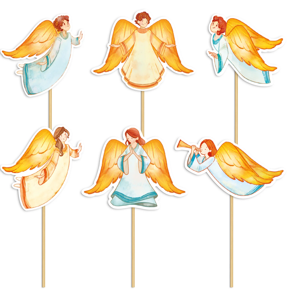 Decorative muffin toppers - Angels, mix, 6 pcs.