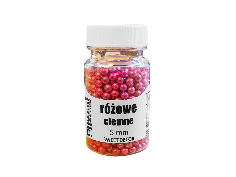 Posypka cukrowa Perełki - różowe ciemne, 5 mm, 40 g