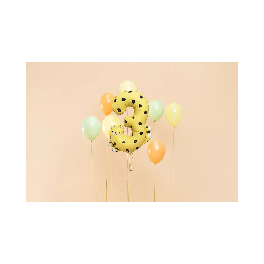 Balon foliowy - PartyDeco -  Gepard, cyfra 3, 55 x 75 cm