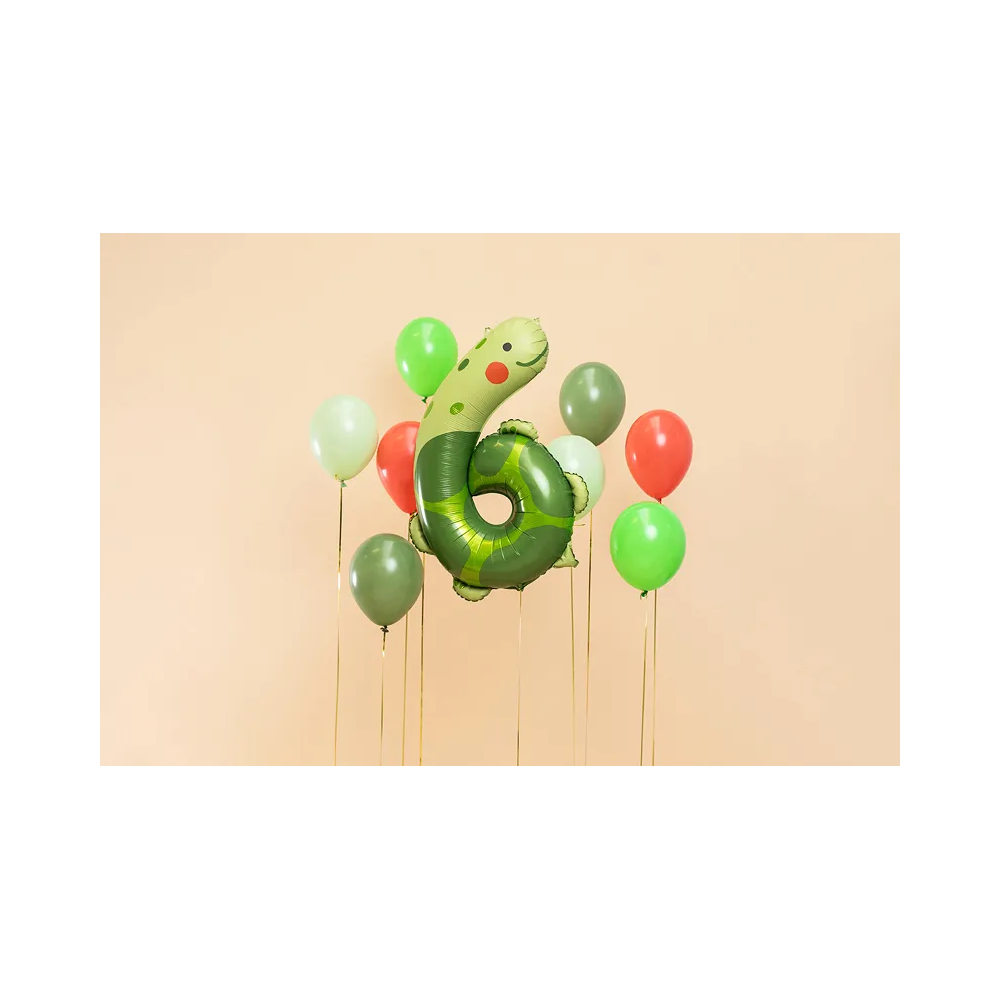 Foil balloon - PartyDeco - Turtle, number 6, 64 x 88 cm