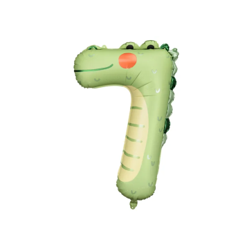Balon foliowy - PartyDeco -  Krokodyl, cyfra 7, 49 x 73 cm