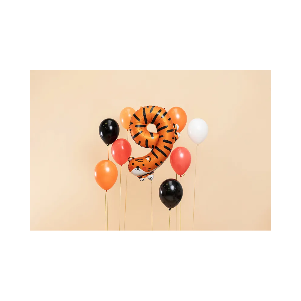 Balon foliowy - PartyDeco -  Tygrys, cyfra 9, 55 x 75 cm