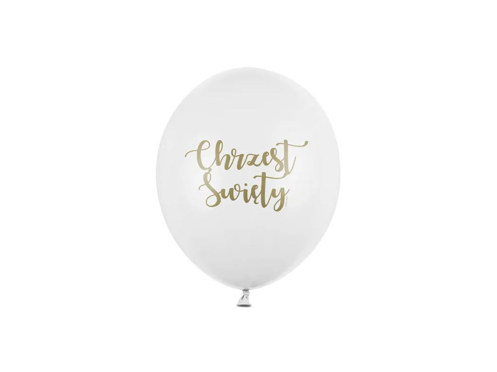 Balony lateksowe, Chrzest Święty - PartyDeco - białe, złoty napis, 30 cm, 6 szt.