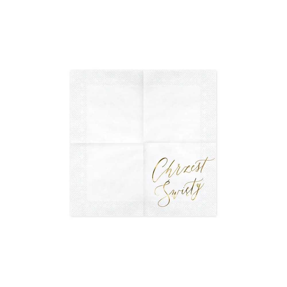 Serwetki papierowe, Chrzest Święty - PartyDeco - białe, 16,5 cm, 20 szt.
