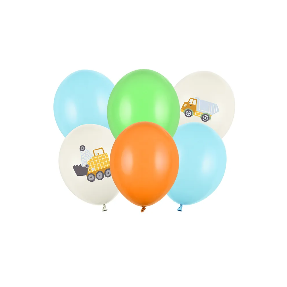 Balony lateksowe - PartyDeco - pojazdy budowlane, mix, 30 cm, 6 szt.