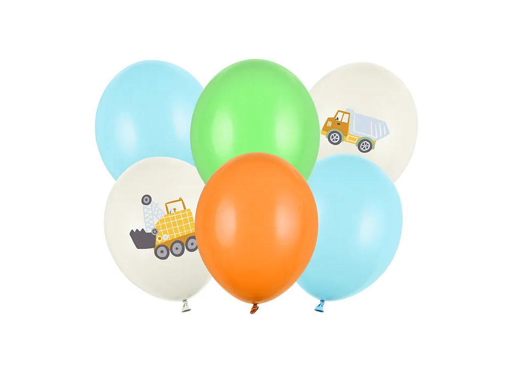 Latex balloons - PartyDeco - construction vehicles, 30 cm, 6 pcs.