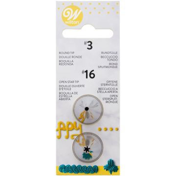 Decoration tips set - Wilton - round and open star, No. 3 and 16, 2 pcs.