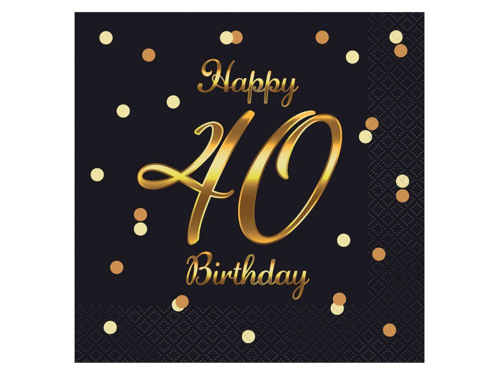 Serwetki urodzinowe - GoDan - Happy 40 Birthday, 20 szt.