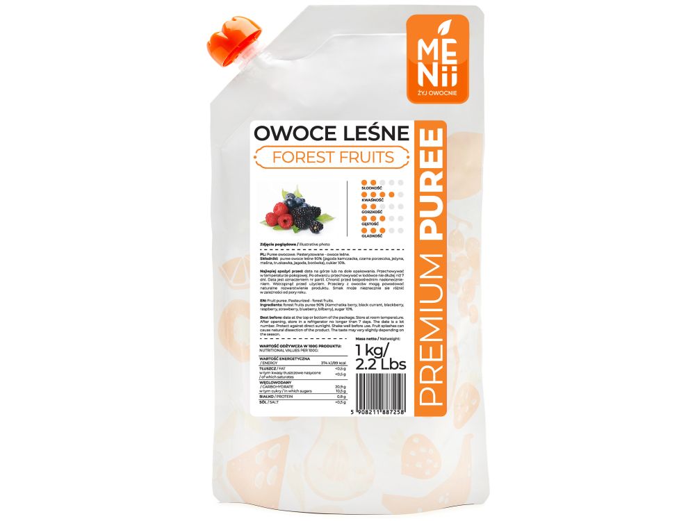 Fruit pulp, PremiumPuree - Menii - Forest Fruits, 1 kg