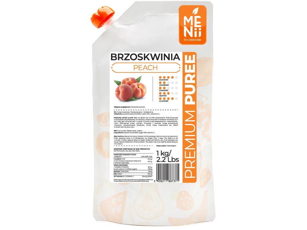 Fruit pulp, PremiumPuree - Menii - Peach, 1 kg
