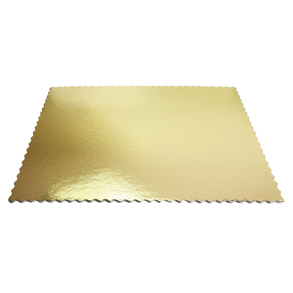 Cake board, corrugated - Cuki - gold, double sided, 30 x 40 cm