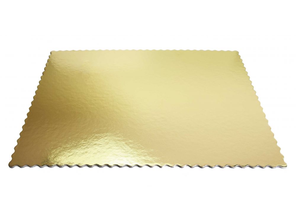 Cake board, corrugated - Cuki - gold, double sided, 30 x 40 cm