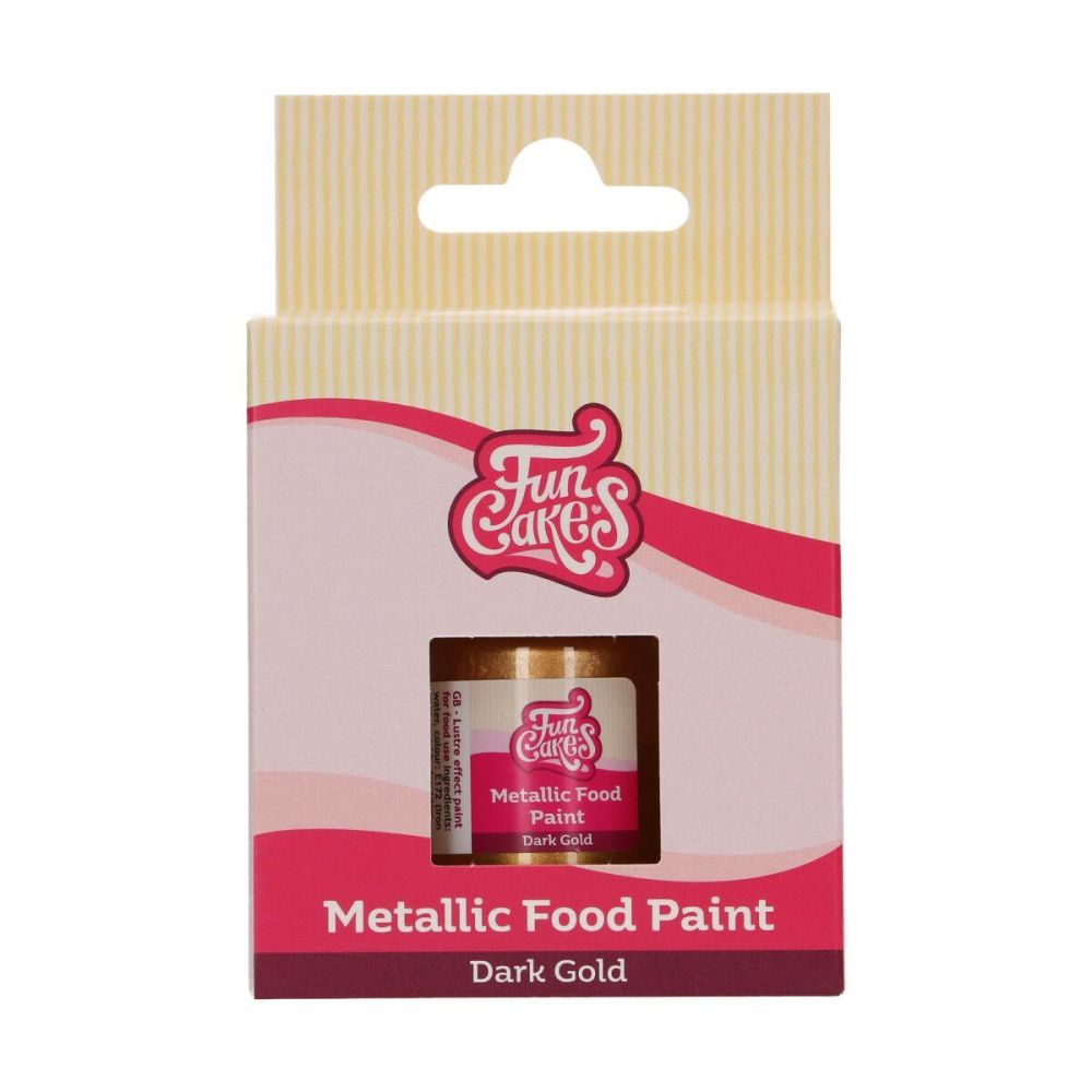 Food paint - FunCakes - metallic, dark gold, 30 ml