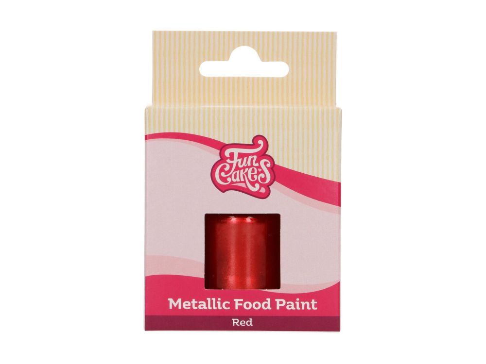 Food paint - FunCakes - metallic, red, 30 ml