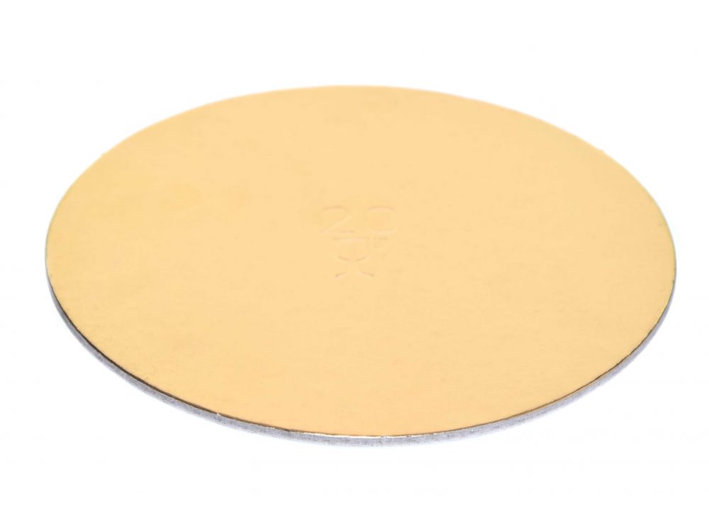 Cake board, smooth - Cuki - gold and black, 20 cm