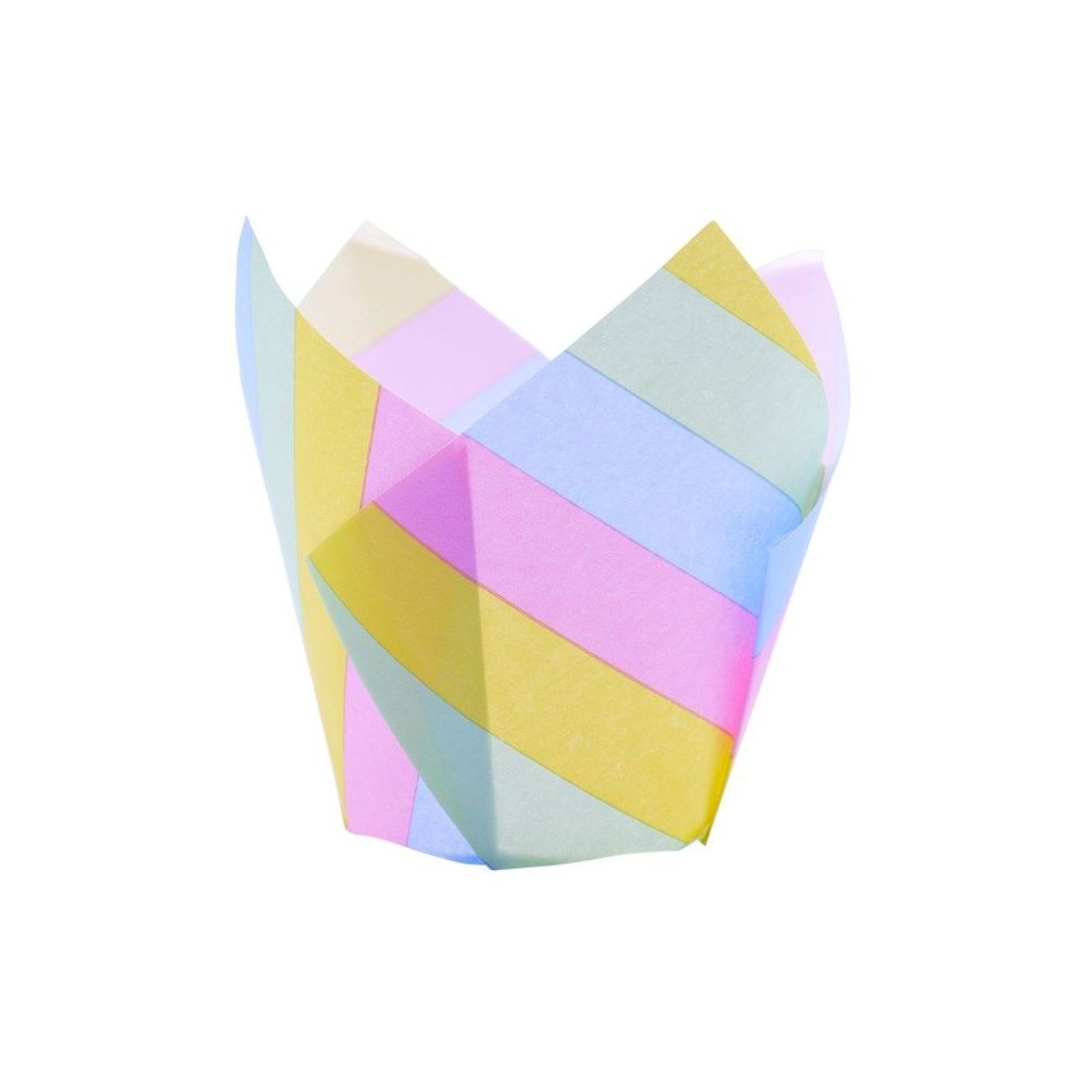 Tulip baking cups - PME - Rainbow Stripes, 24 pcs.