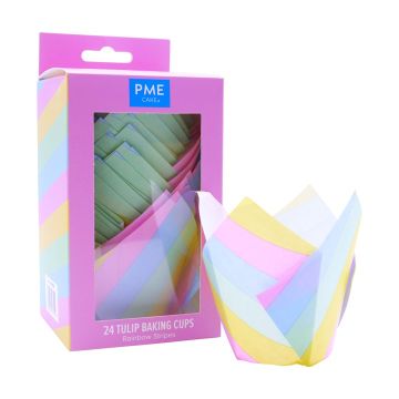 Papilotki papierowe do muffinek tulipany - PME - Rainbow Stripes, 24 szt.