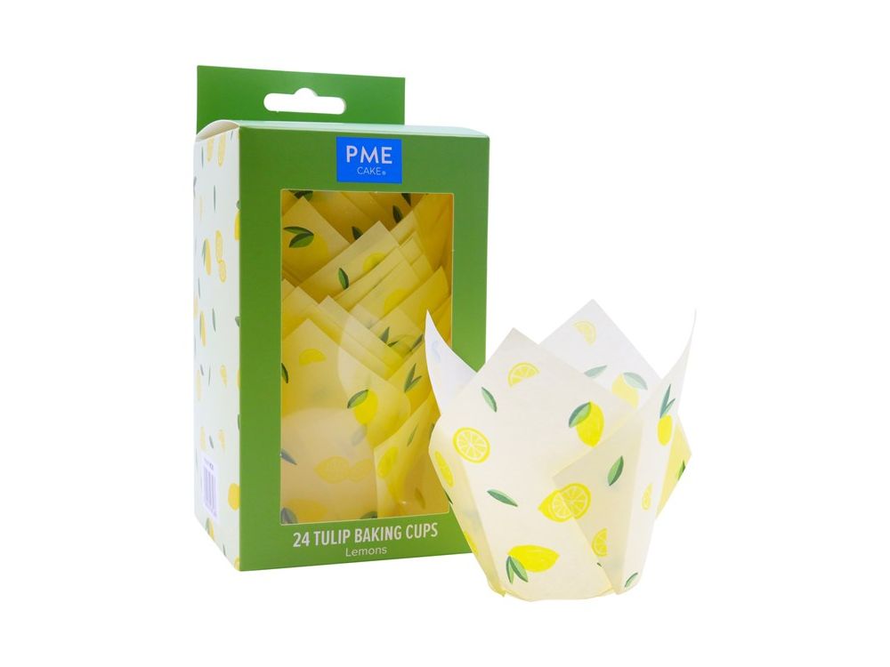 Papilotki papierowe do muffinek tulipany - PME - Lemons, 24 szt.