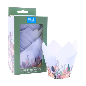 Papilotki papierowe do muffinek tulipany - PME - Flower Bouquet, 24 szt.