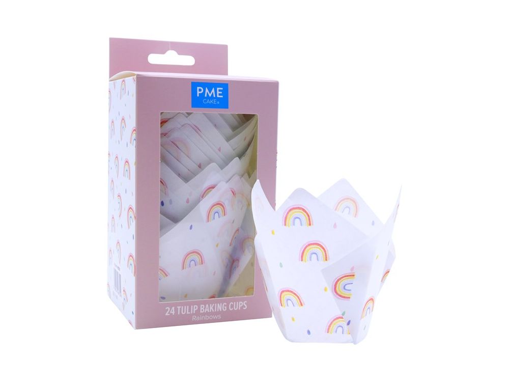 Papilotki papierowe do muffinek tulipany - PME - Rainbows, 24 szt.