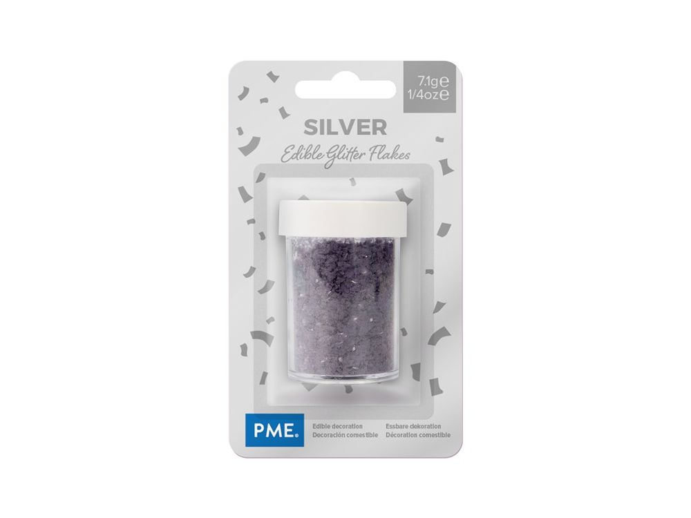 Edible glitter flakes - PME - silver, 7,1 g