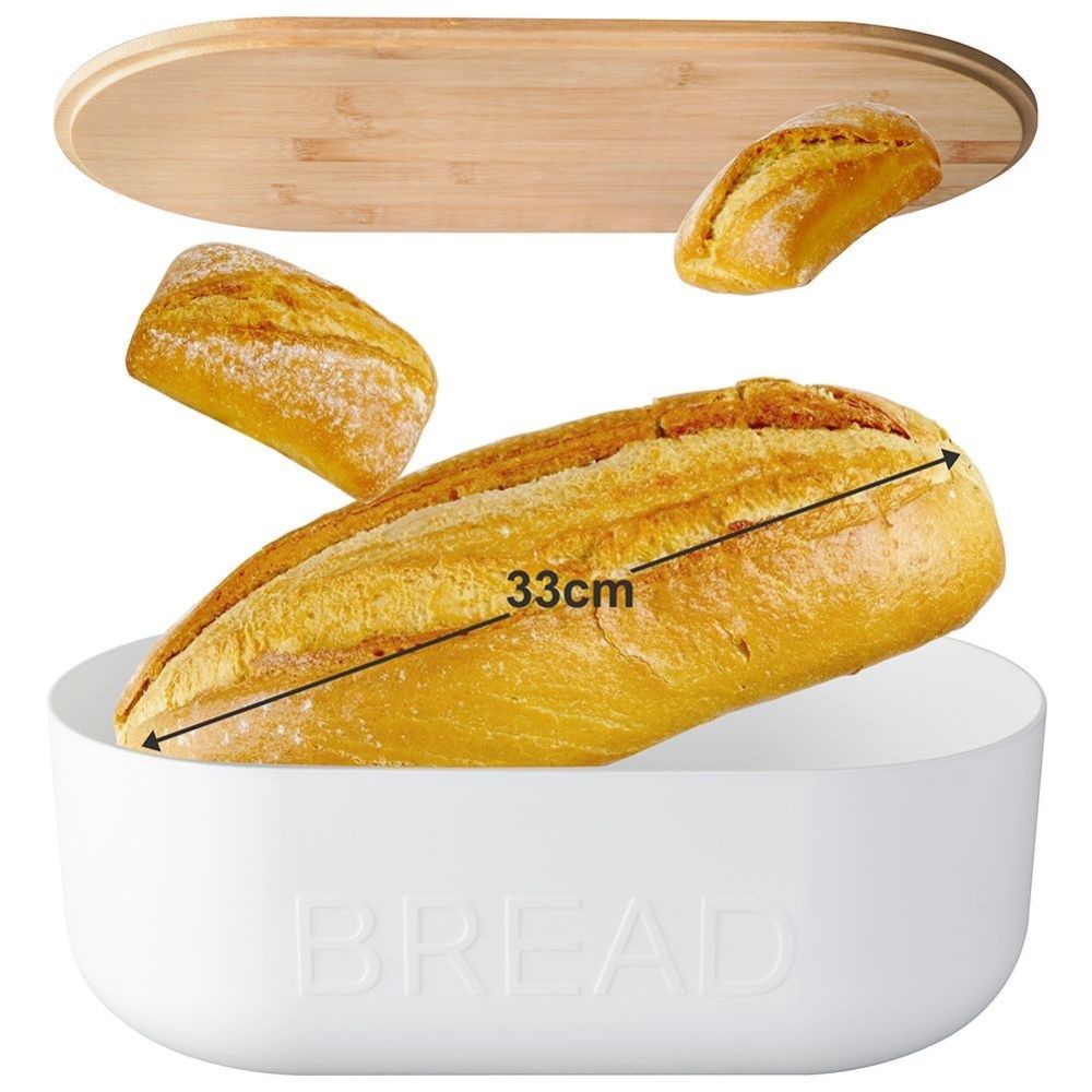 Breadbox with bamboo lid - Vilde - white