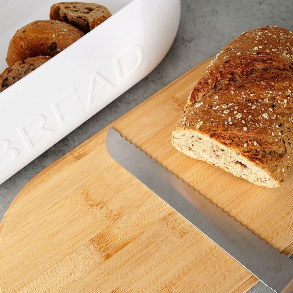 Breadbox with bamboo lid - Vilde - white