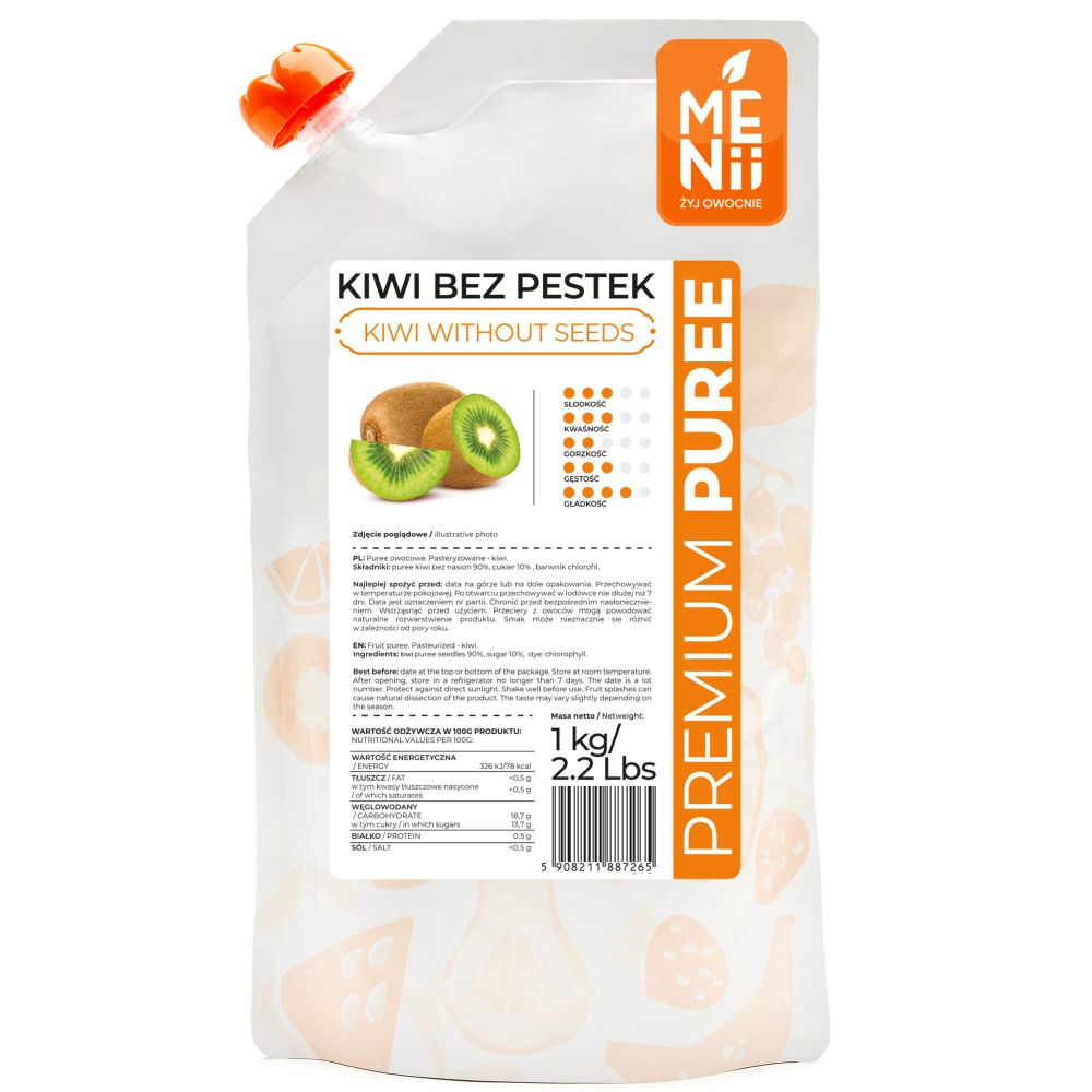 Fruit pulp, PremiumPuree - Menii - Kiwi, without seeds, 1 kg