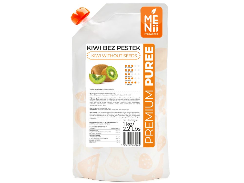 Pulpa owocowa, PremiumPuree - Menii - Kiwi, bez pestek, 1 kg